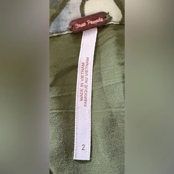 Free People Olive Green Floral A-Line Maxi Skirt with Cream Blooms - Picture 6 of 6